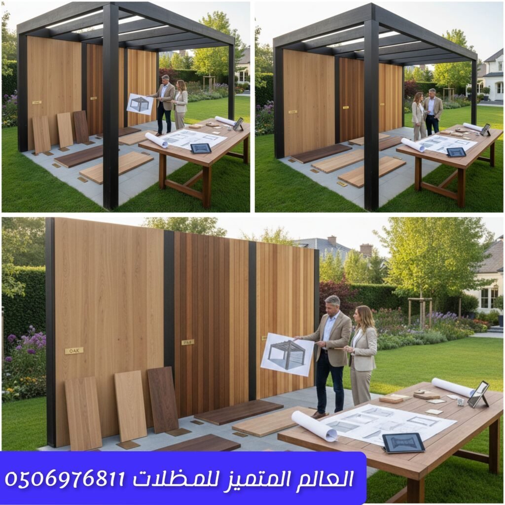 اختيار نوع الخشب لتصميم برجولات خشبية تصميم مظلات وبرجولات خشبية بطريقة عملية وجمالية مقارنة بين أنواع الخشب لتناسب المساحات والديكور الخارجي